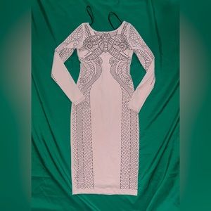 BEBE pink rose bodycon dress